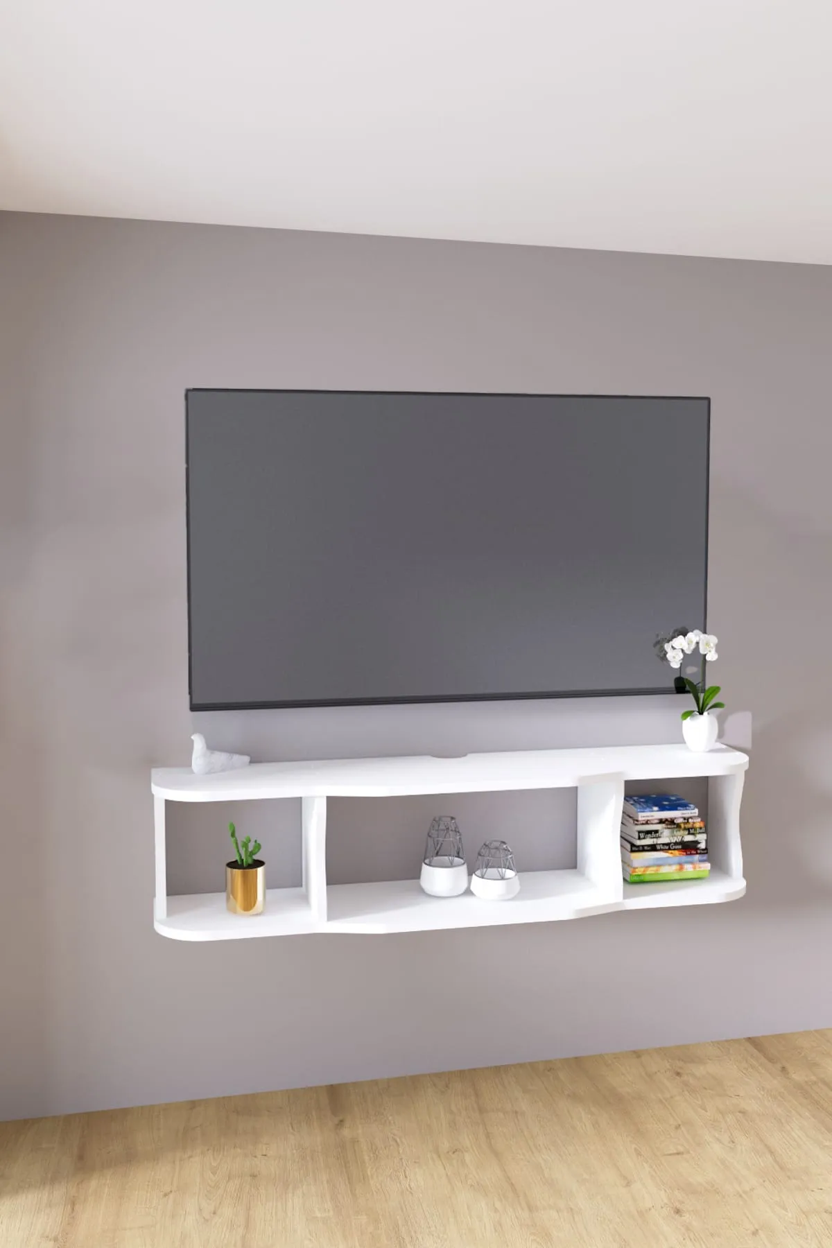 120cm Ayaksız Duvara Monteli Tv Ünitesi Mat Beyaz