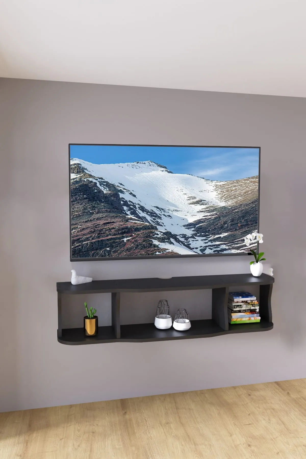 120cm Ayaksız Duvara Monteli Tv Ünitesi Antrasit Gri