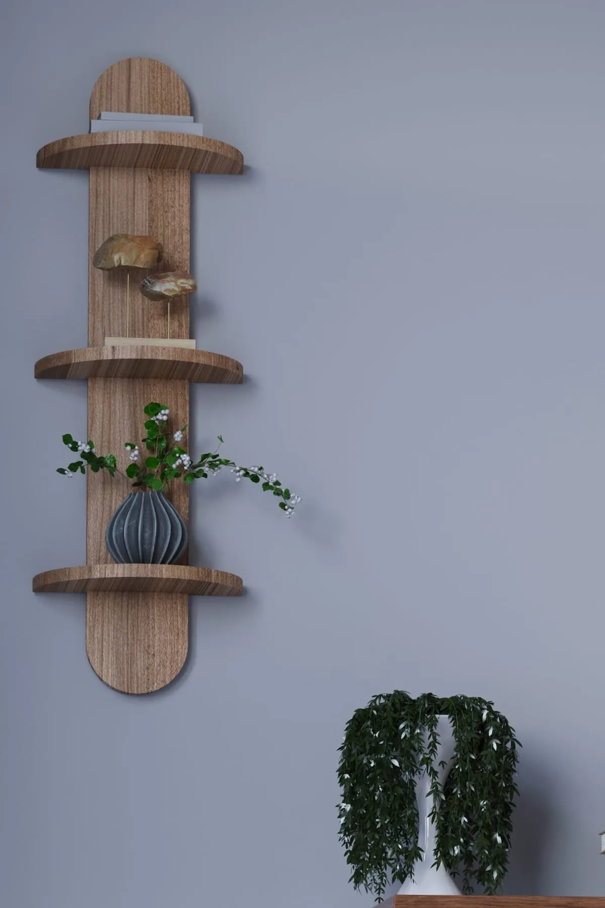 Çok Amaçlı Duvar Rafı Oval Atlantik Çam