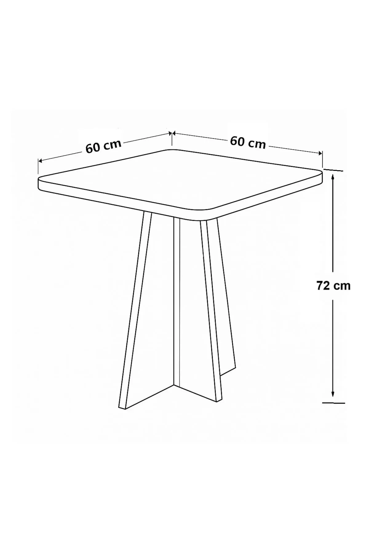 Modern 60cm Kare Yemek Masası-Balkon Masası-Mutfak Masası Safir Meşe (SANDALYELER TEMSİLİDİR)