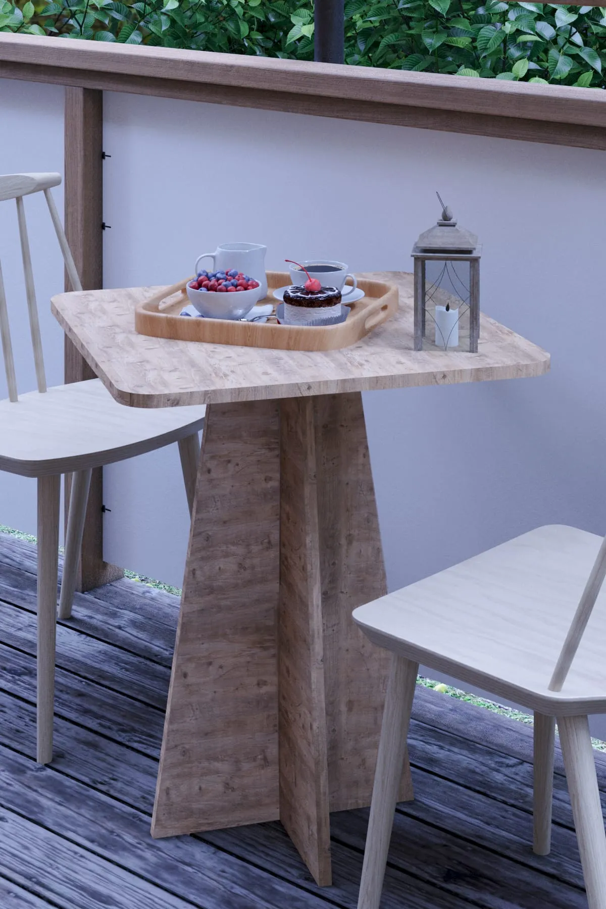Modern 60cm Kare Yemek Masası-Balkon Masası-Mutfak Masası Atlantik Çam (SANDALYELER TEMSİLİDİR)