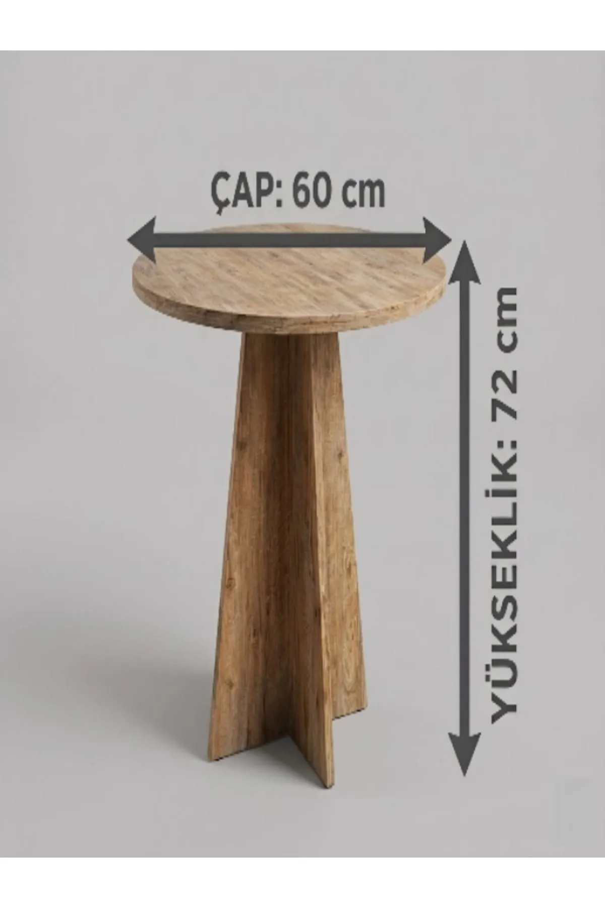 Modern 60cm Yuvarlak Yemek Masası-Balkon Masası-Mutfak Masası Safir Meşe(SANDALYELER TEMSİLİDİR)
