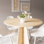 Modern Yuvarlak 90cm Yemek Masası-Mutfak Masası Safir Meşe (SANDALYELER TEMSİLİDİR)