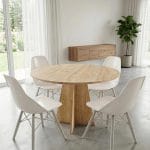Modern Yuvarlak 100cm Yemek Masası-mutfak Masası Safir Meşe (SANDALYELER TEMSİLİDİR)